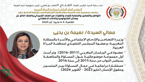 موجز أعمال الجلسات العلمية للمؤتمر العام العاشر لمنظمة المرأة العربية باللغات العربية والإنجليزية والفرنسية والألمانية والاسبانية واليابانية
