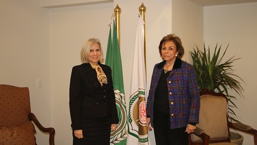 السفيرة مرفت تلاوي تستقبل رئيس وفد جامعة الدول العربية لمتابعة الإنتخابات 